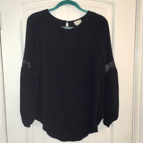 Ava & Viv Black Boho Blouse Crochet Arm X 14W - Picture 1 of 6